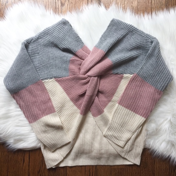 ❗️LAST❗️Mauve & Grey Twist Back Sweater - Picture 6 of 6